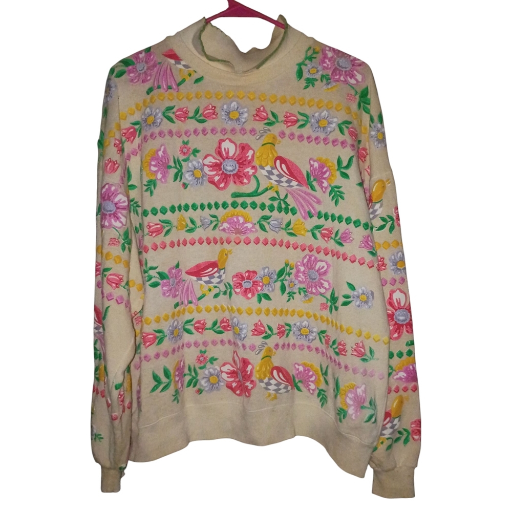 🦄Vintage Floral Patterned Women's Sweater Size XL